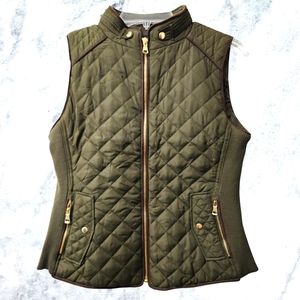 Love Tree Womens Olive Green Full Zip Quilted Puffer Vest Jacket Size Small‎